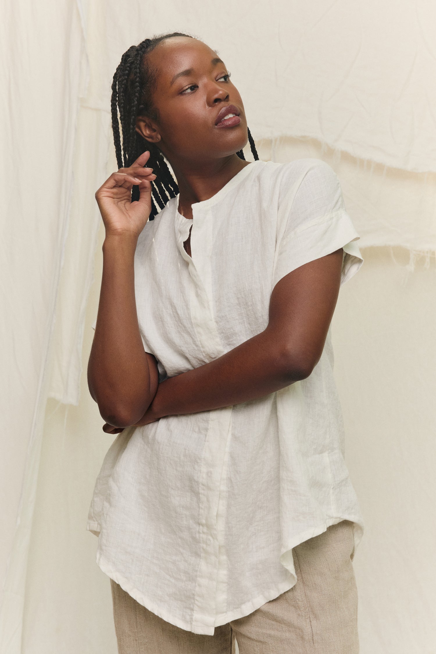 Georgia Snap Top in Lightweight Linen – ES Made by Me