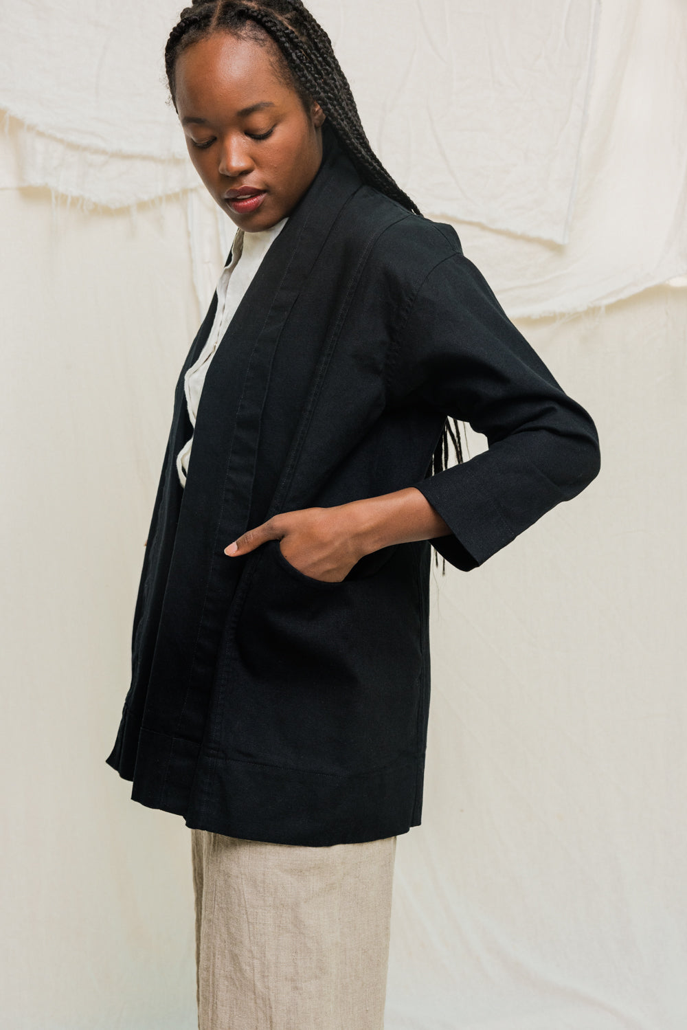 Clyde Jacket in Organic Cotton Canvas Black#color_black