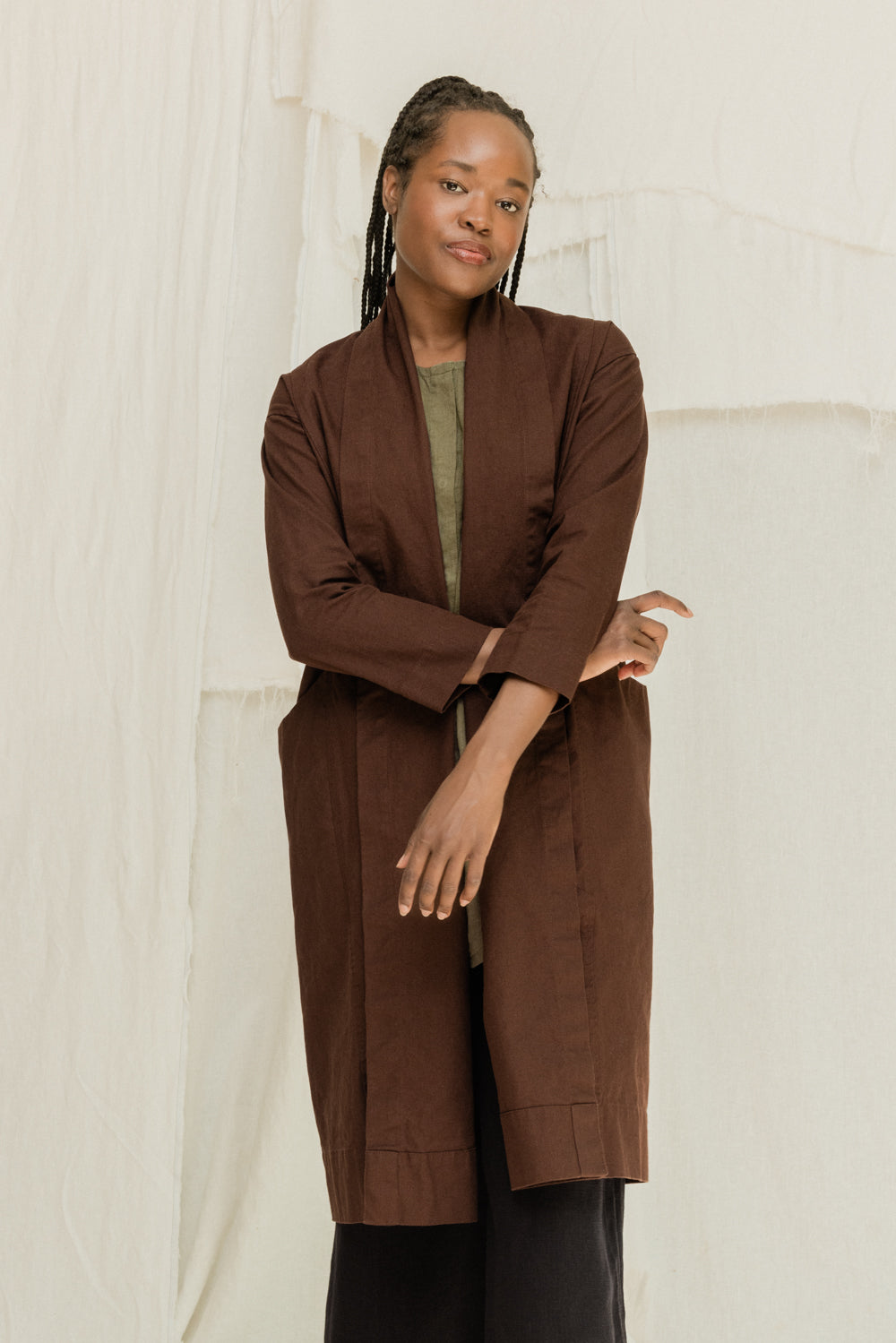 Clyde Trench in Organic Cotton Canvas Umber#color_umber
