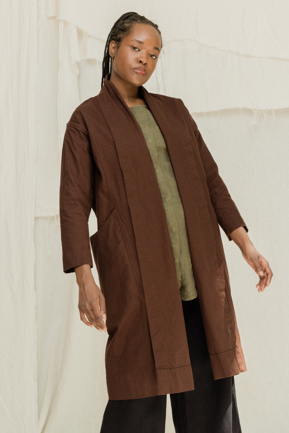 Clyde Trench in Organic Cotton Canvas Umber#color_umber