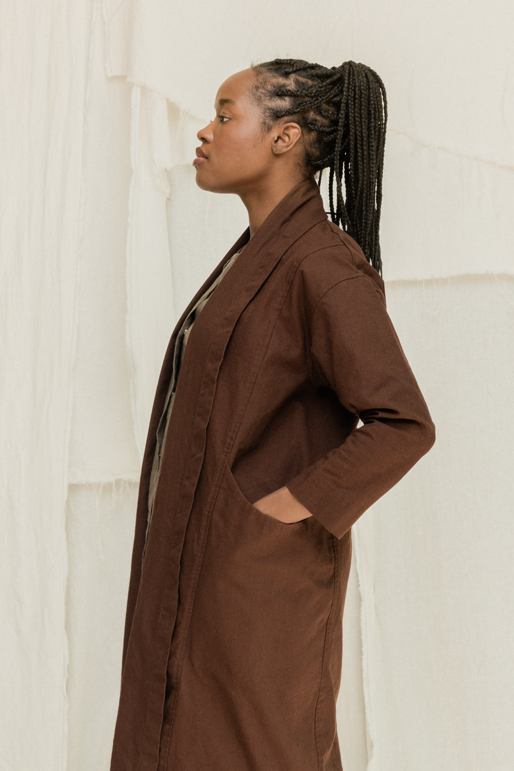 Clyde Trench in Organic Cotton Canvas Umber#color_umber