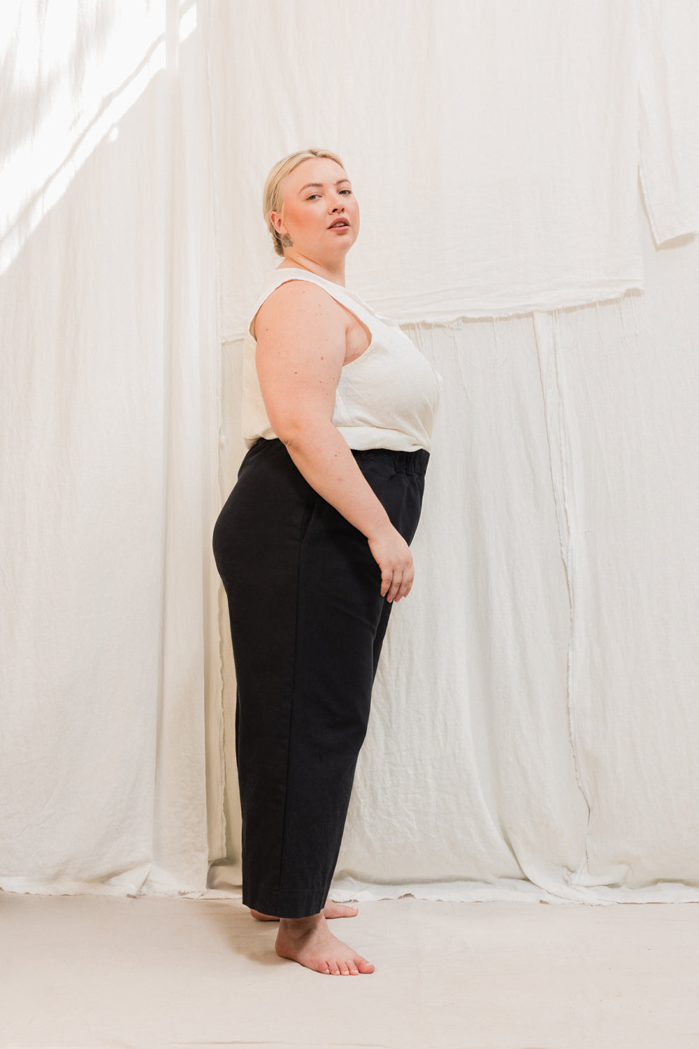 Florence Pant in Organic Cotton Canvas Black#color_black