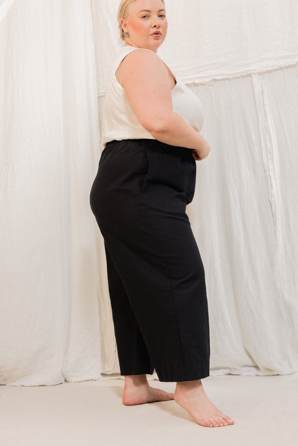 Florence Pant in Organic Cotton Canvas Black#color_black