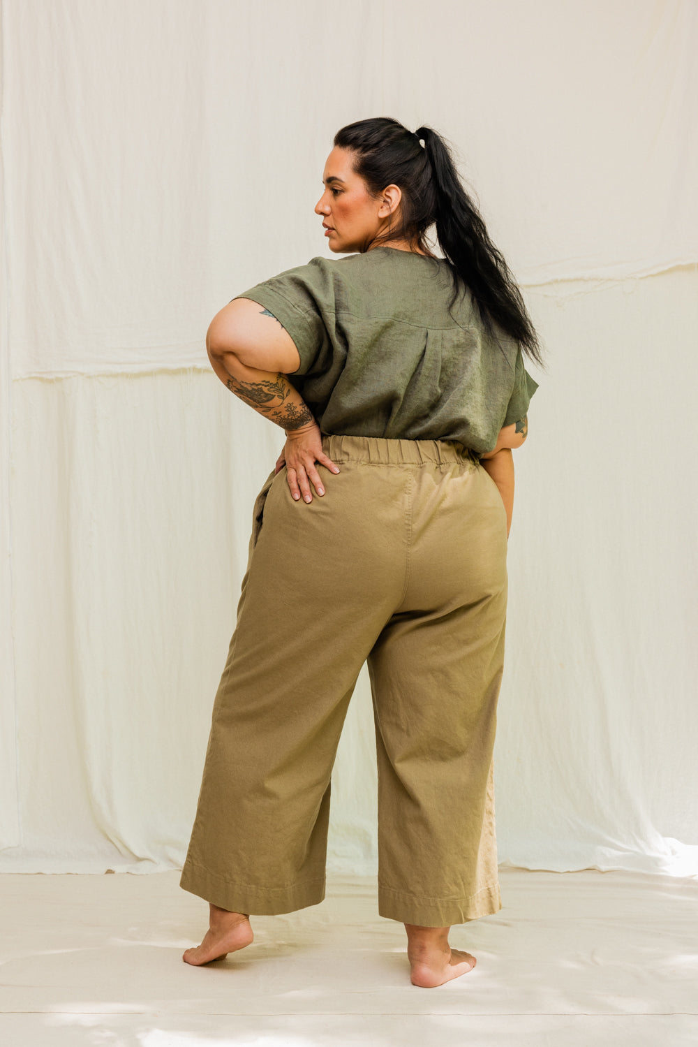 Florence Pant in Organic Cotton Canvas Olivine#color_olivine