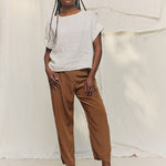 Andy Trouser in Washable Silk Ochre#color_ochre