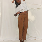 Andy Trouser in Washable Silk Ochre#color_ochre