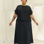 Bel Skirt in Washable Silk Graphite#color_graphite