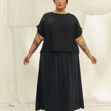 Bel Skirt in Washable Silk Graphite#color_graphite