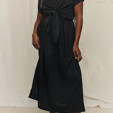 Bel Skirt in Lightweight Linen Ink#color_ink