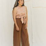 Florence Pant in Washable Silk Ochre#color_ochre