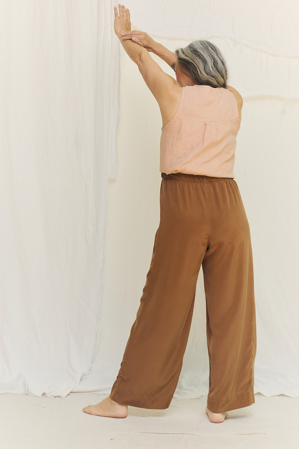Florence Pant in Washable Silk Ochre#color_ochre