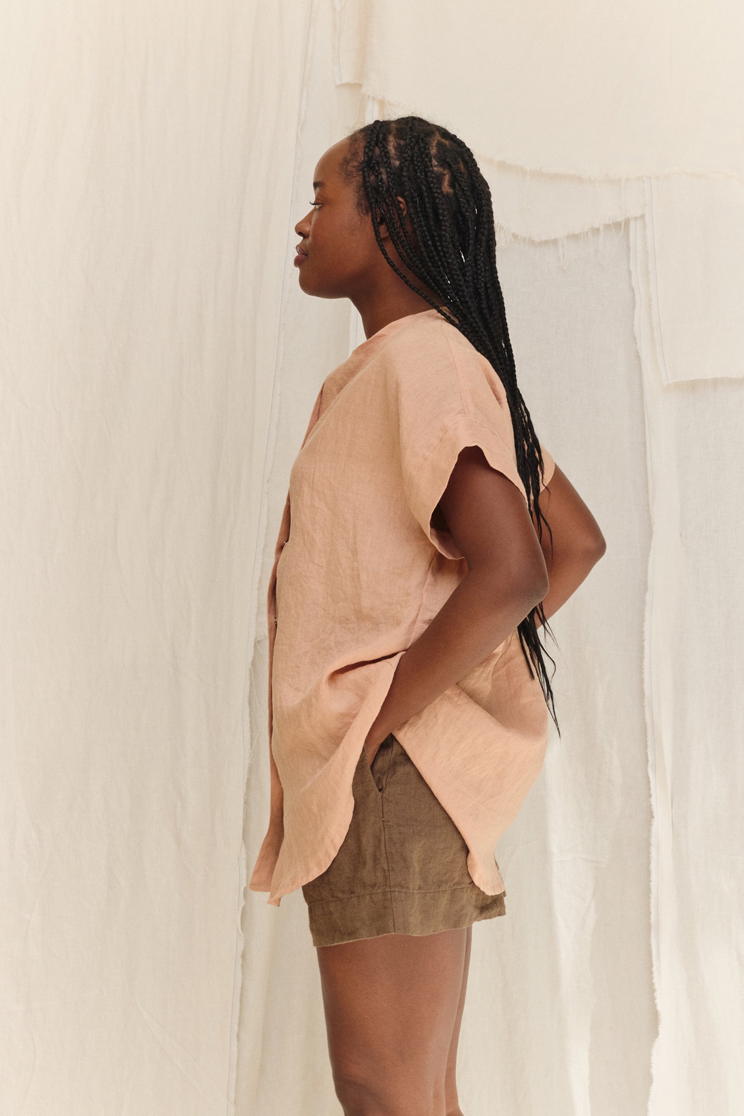 Georgia Snap Top in Lightweight Linen – ES Made by Me