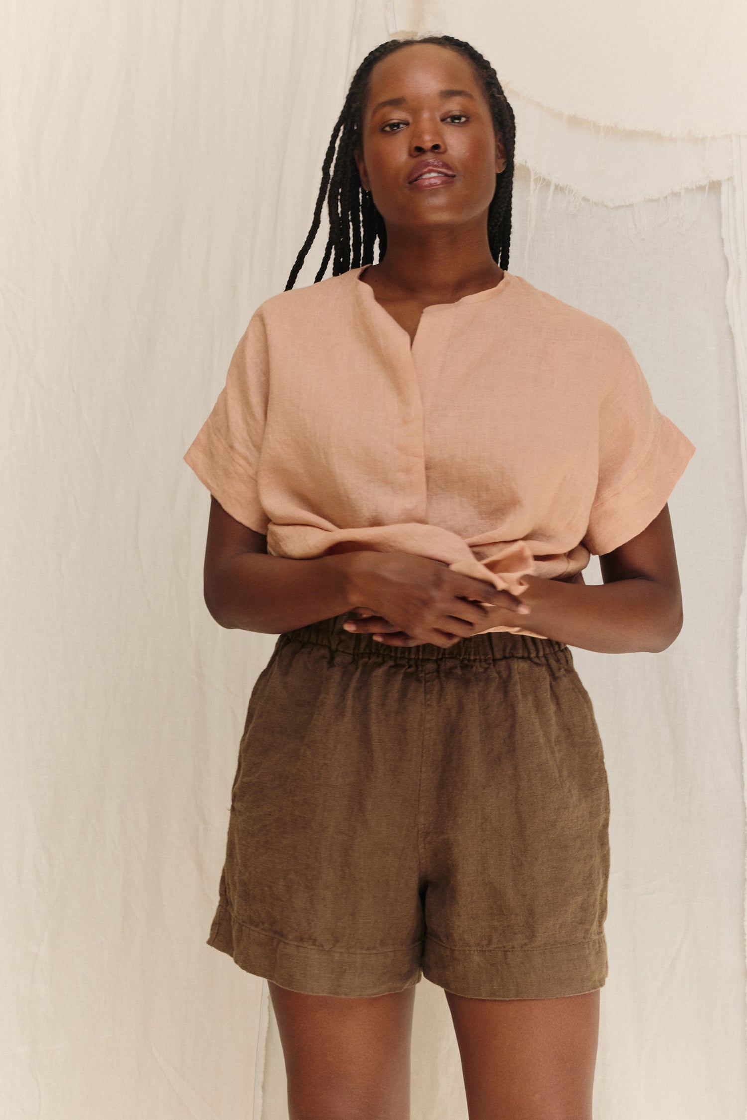 Georgia Snap Top in Lightweight Linen – ES Made by Me