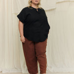 Georgia Snap Top in Lightweight Linen Ink#color_ink