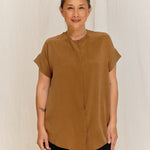 Georgia Snap Top in Washable Silk Ochre#color_ochre