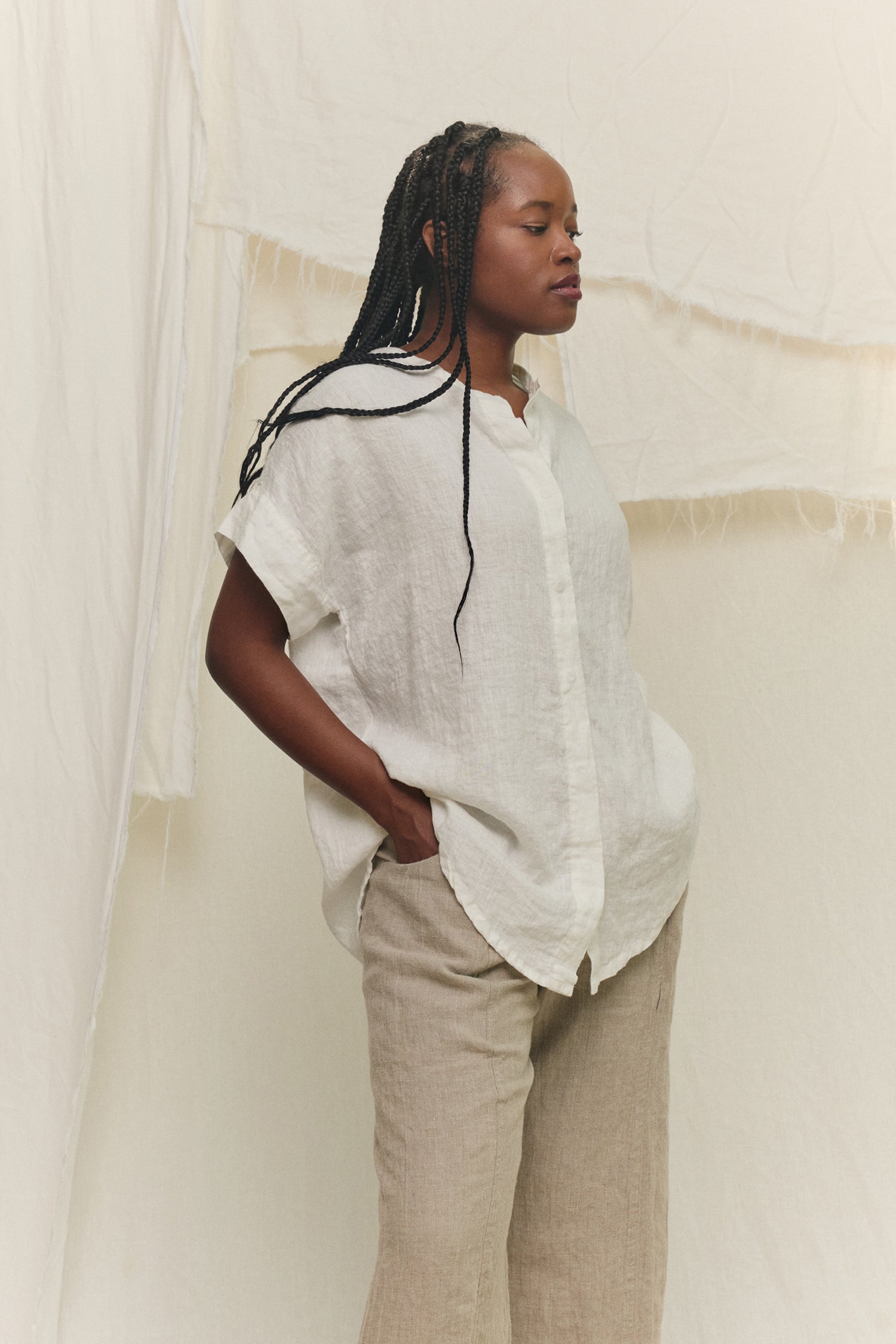 Georgia Snap Top in Lightweight Linen – ES Made by Me Georgia Snap Top in Lightweight Linen – ES Made by Me