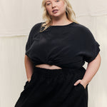 Georgia Tee in Washable Silk Graphite#color_graphite