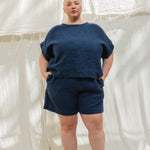 Georgia Tee in Midweight Linen Indigo#color_indigo