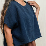 Linn Tee in Midweight Linen Indigo#color_indigo