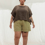 Linn Tee in Midweight Linen Cacao#color_cacao