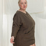 Long Sleeve Harper Tunic in Midweight Linen Cacao#color_cacao