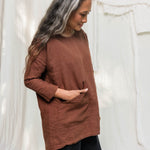 Long Sleeve Harper Tunic in Midweight Linen cedar#color_cedar