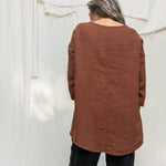Long Sleeve Harper Tunic in Midweight Linen cedar#color_cedar
