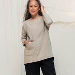 Long Sleeve Harper Tunic in Midweight Linen Flax#color_flax