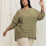 Long Sleeve Harper Tunic in Midweight Linen Pear#color_pear