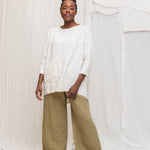 Long Sleeve Harper Tunic in Midweight Linen Salt#color_salt