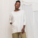 Long Sleeve Harper Tunic in Midweight Linen Salt#color_salt
