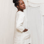 Long Sleeve Harper Tunic in Midweight Linen Salt#color_salt