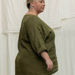 Long Sleeve Harper Tunic in Midweight Linen Verte#color_verte