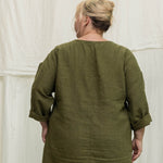 Long Sleeve Harper Tunic in Midweight Linen Verte#color_verte