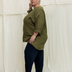 Long Sleeve Harper Tunic in Midweight Linen Verte#color_verte