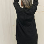 Long Sleeve Kara Snap Top in Lightweight Linen Ink#color_ink