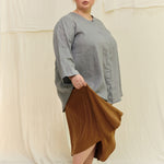 Long Sleeve Kara Snap Top in Lightweight Linen Overcast#color_overcast