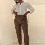 Long Sleeve Kara Snap Top in Lightweight Linen Salt#color_salt
