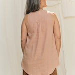 Sleeveless Kara Snap Top in Lightweight Linen Canyon#color_canyon