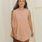 Sleeveless Kara Snap Top in Lightweight Linen Canyon#color_canyon