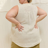 Sleeveless Kara Snap Top in Lightweight Linen Salt#color_salt