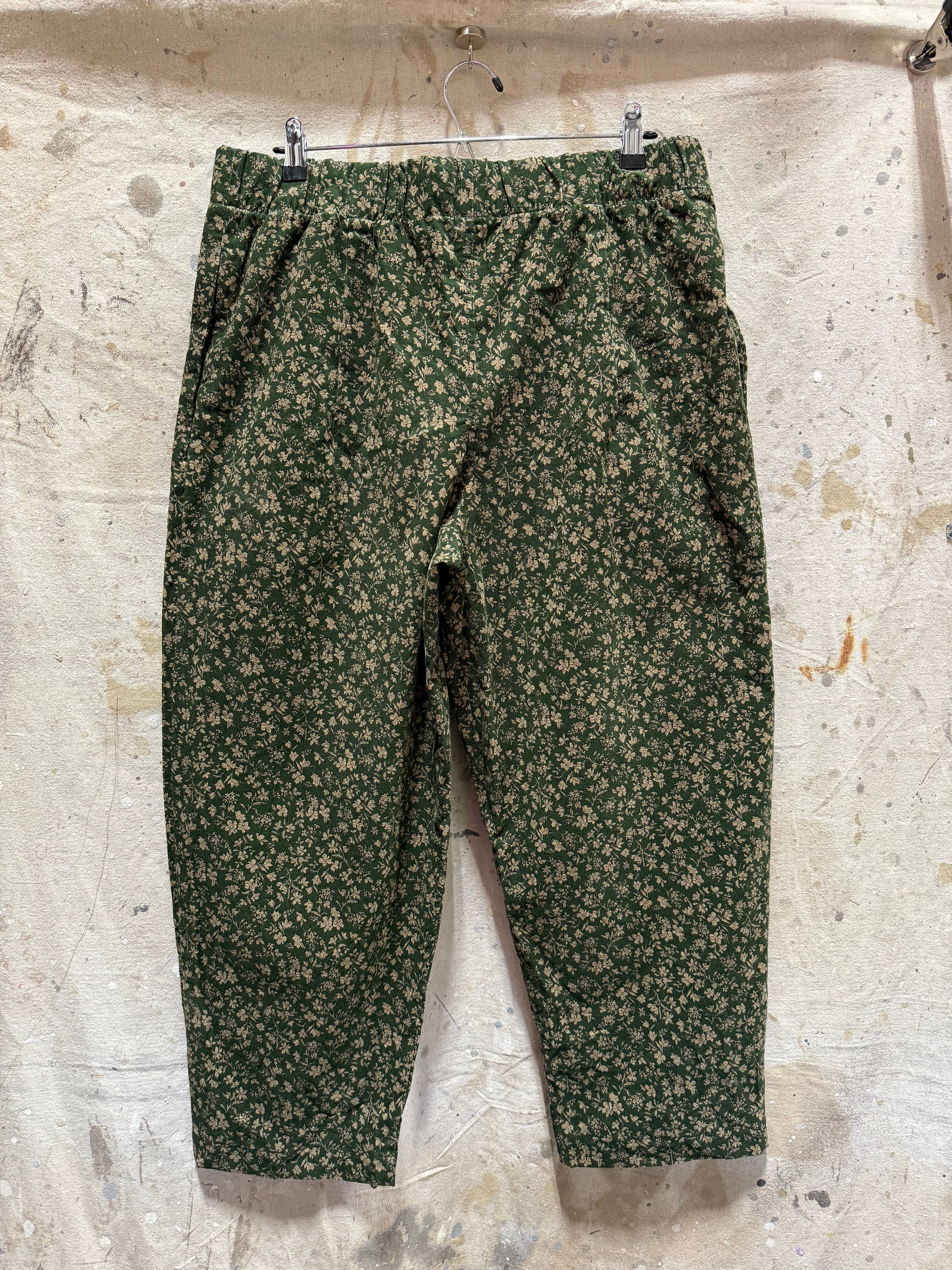 Andy Trouser in Pinwale Corduroy, Forest Green Floral, XL | SAMPLE SALE B-12