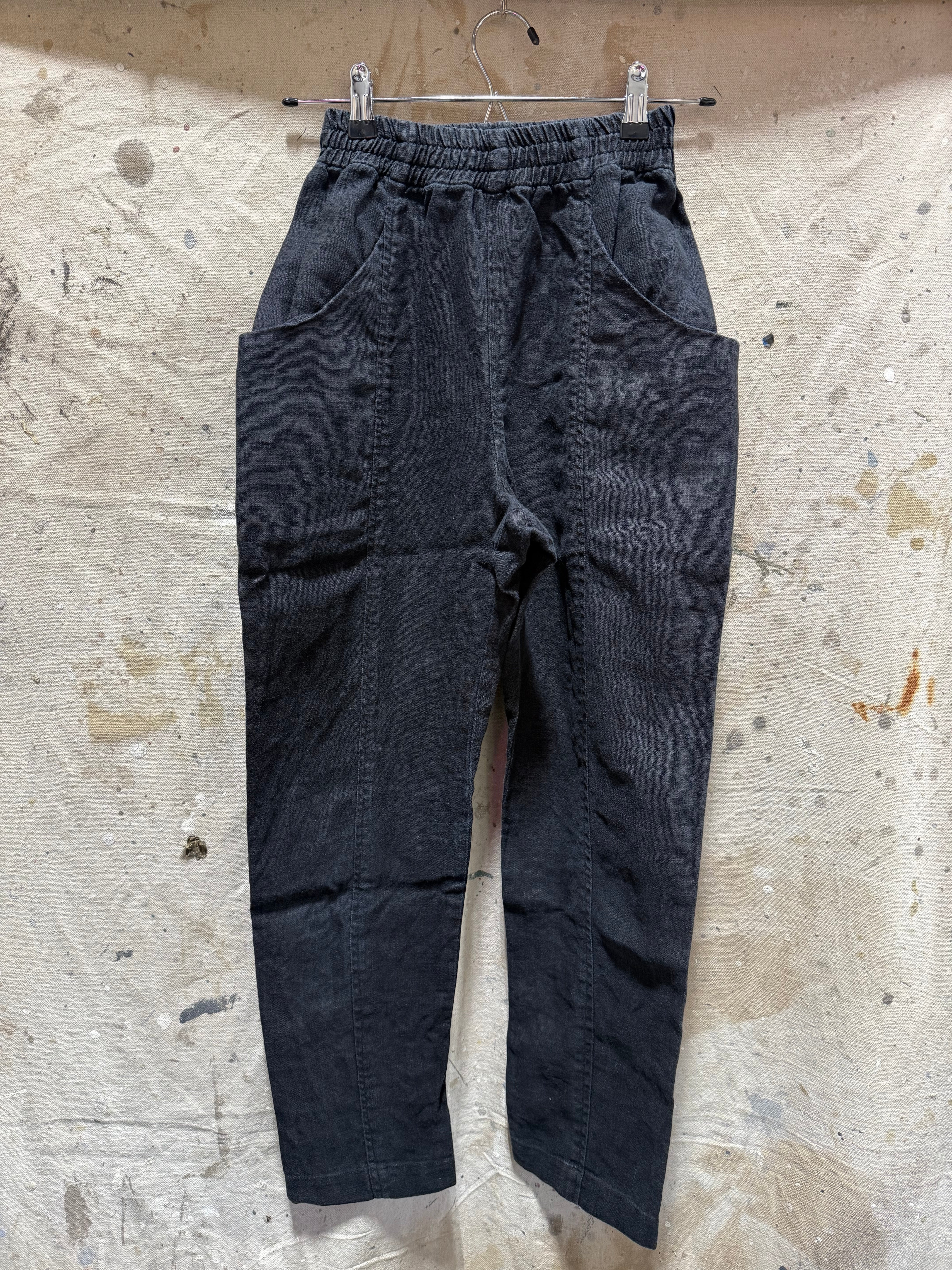 Clyde Work Pant in Midweight Linen, Black, Size 000-Regular | SAMPLE SALE