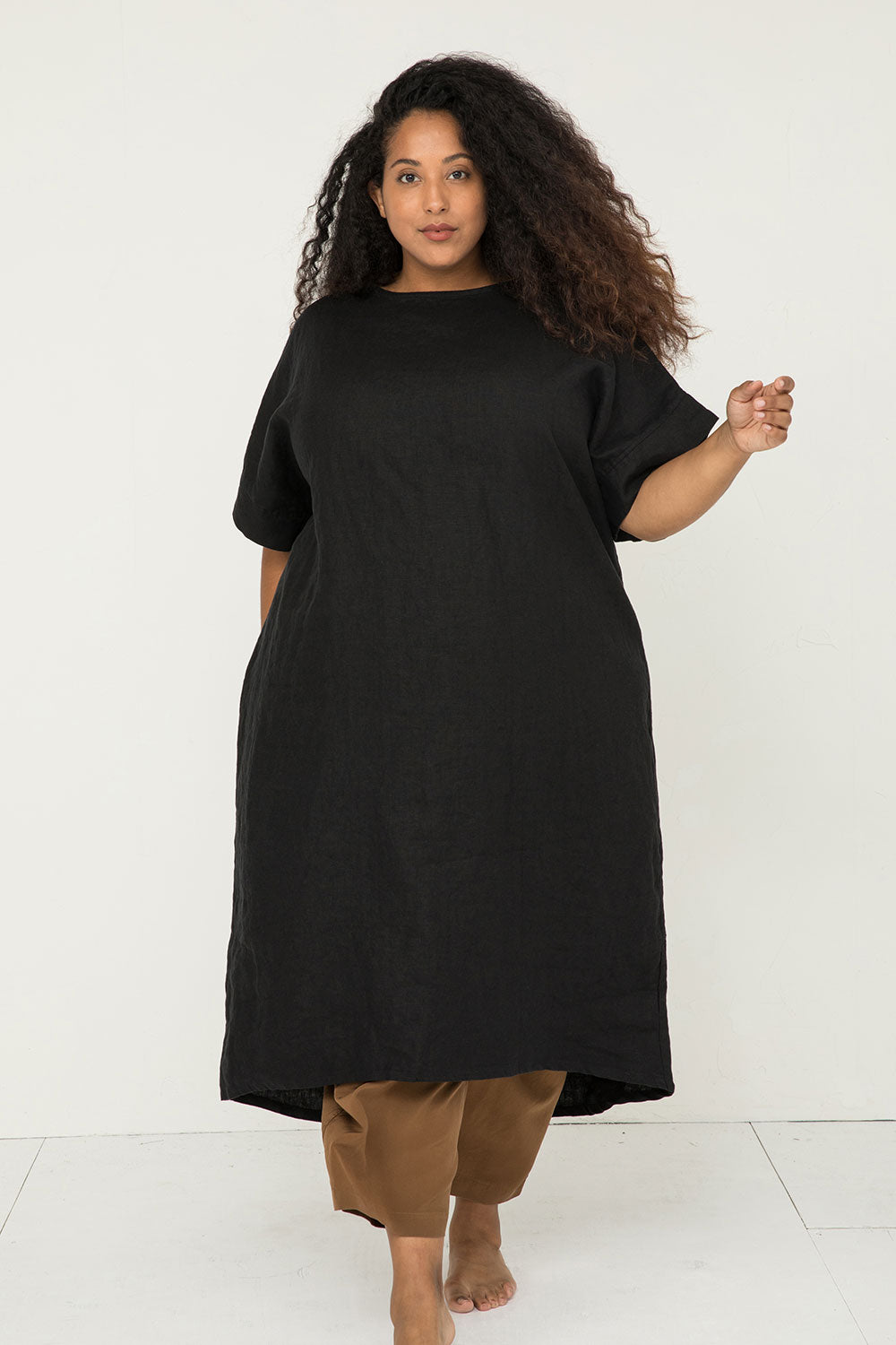 Georgia Midi in Midweight Linen Black - Alex-OSP3
