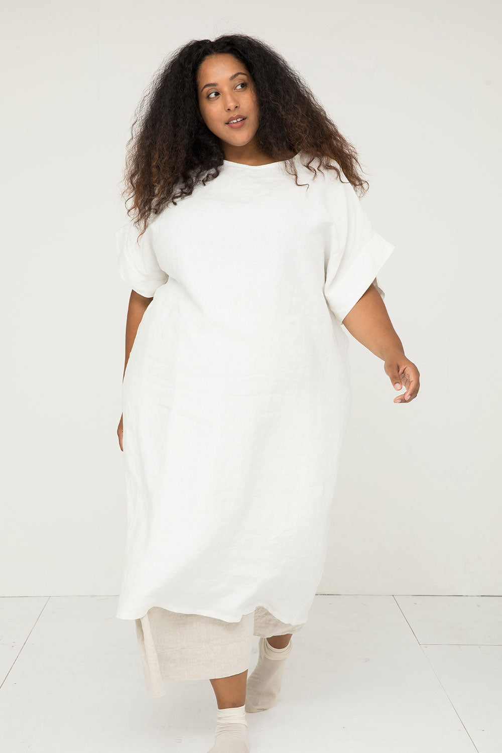 Georgia Midi in Midweight Linen Ivory- Alex-OSP3